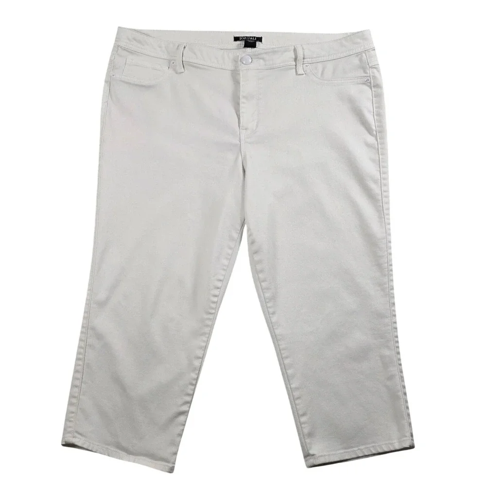 Roz & Ali Jeans Size 20‎ Capri Straight High Rise Light Wash Stretch White